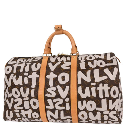 Louis Vuitton White Monogram Graffiti Keepall 50 Duffle Bag M92197