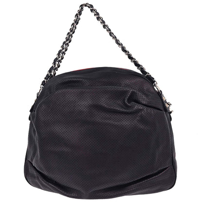 Chanel 2008-2009 Navy Perforated Lambskin Baseball Spirit Ligne Hobo Handbag