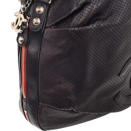 Chanel 2008-2009 Navy Perforated Lambskin Baseball Spirit Ligne Hobo Handbag
