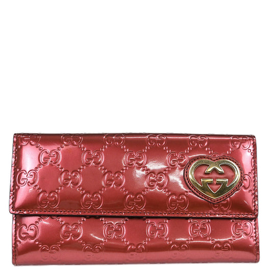 Gucci Pink Lovely Heart Guccissima Long Wallet
