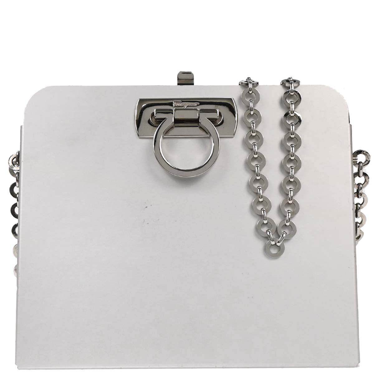 Salvatore Ferragamo Silver Aluminum Gancini Shoulder Bag