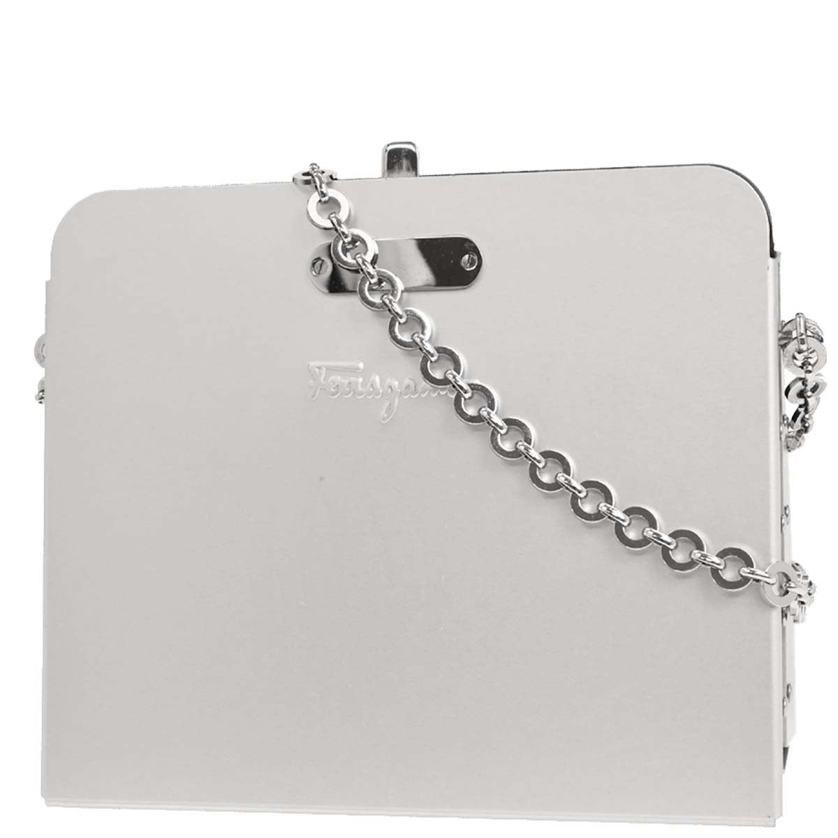 Salvatore Ferragamo Silver Aluminum Gancini Shoulder Bag