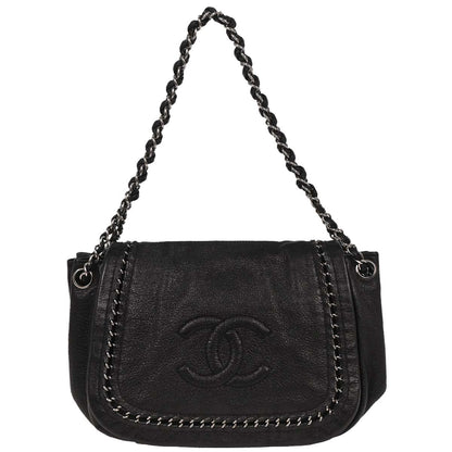 Chanel 2005-2006 Black Calfskin Luxury Line Accordion Flap Handbag