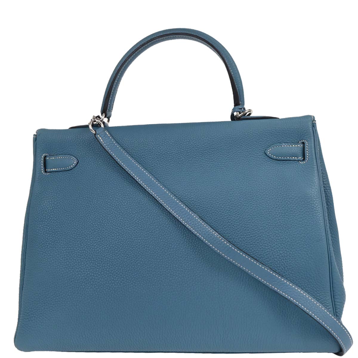 Hermes Blue Jean Togo Kelly 35 Retourne 2way Shoulder Handbag