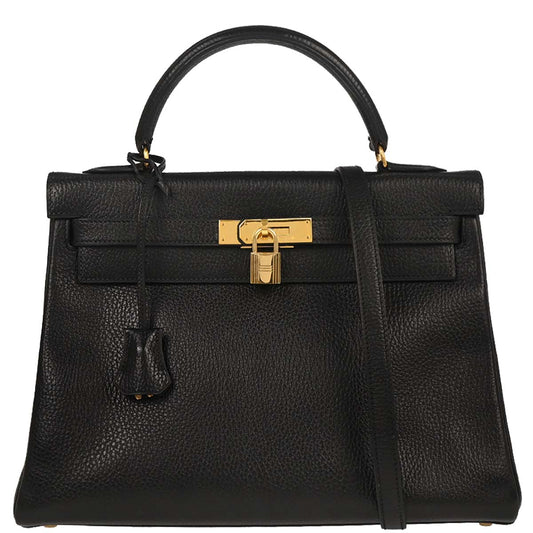 Hermes Black Ardennes Kelly 32 Retourne 2way Shoulder Handbag