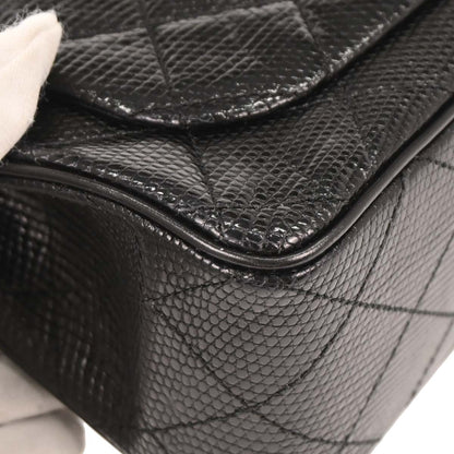 Chanel * Black Lizard Mini Classic Square Flap Shoulder Bag
