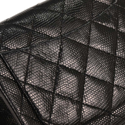 Chanel * Black Lizard Mini Classic Square Flap Shoulder Bag