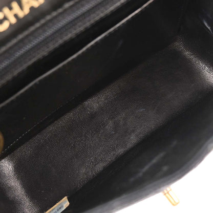Chanel * Black Lizard Mini Classic Square Flap Shoulder Bag