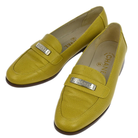 Chanel * Yellow Caviar Shoes Loafers #37