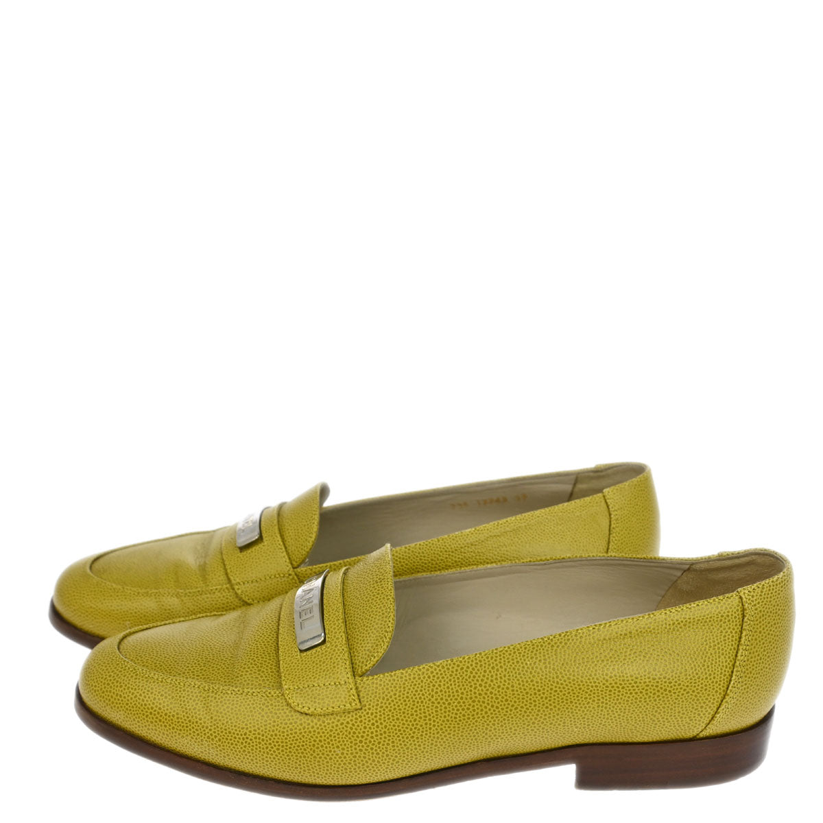 Chanel * Yellow Caviar Shoes Loafers #37