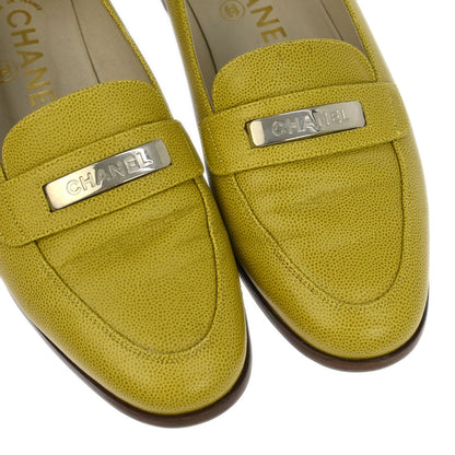 Chanel * Yellow Caviar Shoes Loafers #37