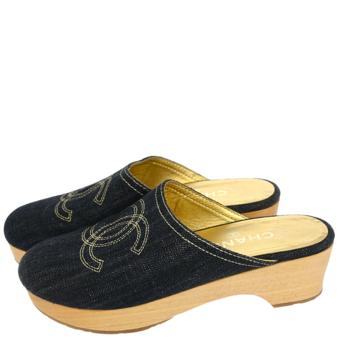 Chanel * Blue Denim Shoes Sabot #35
