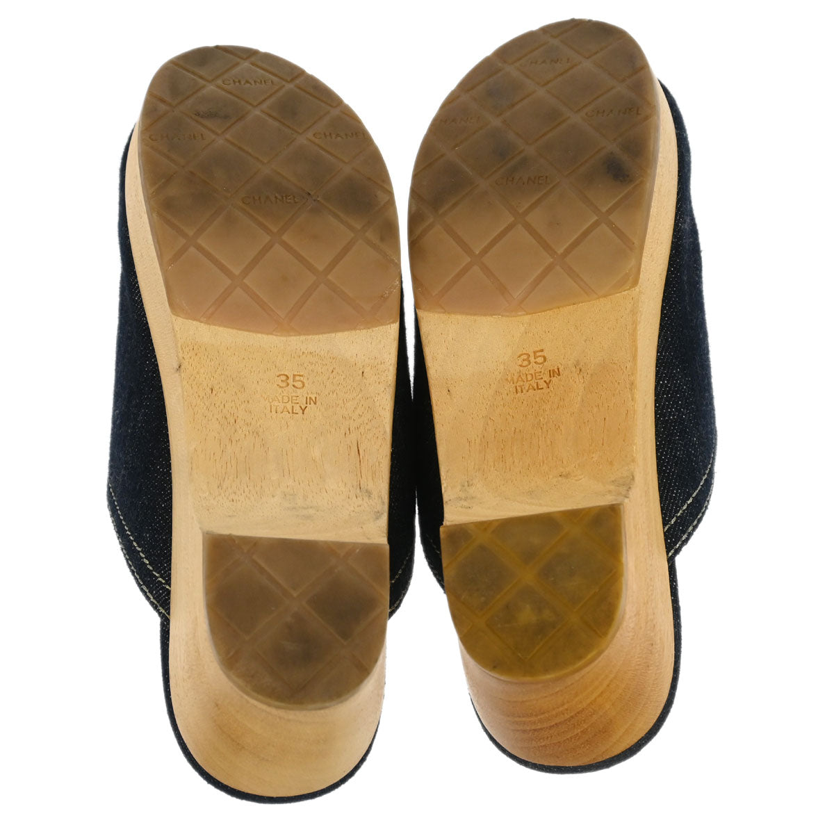 Chanel * Blue Denim Shoes Sabot #35