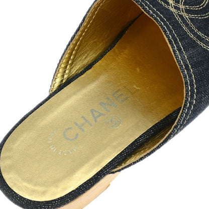 Chanel * Blue Denim Shoes Sabot #35