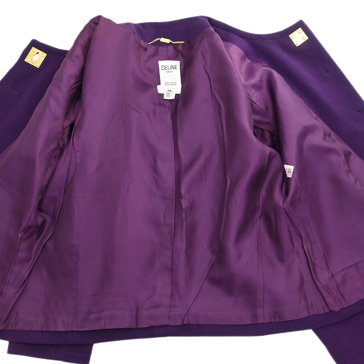Celine #38 Setup Suit Jacket Skirt Purple