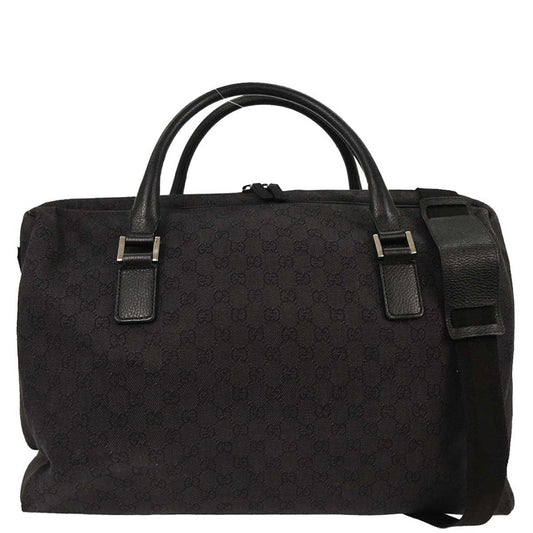 Gucci Black Canvas GG 2way Shoulder Duffel Handbag