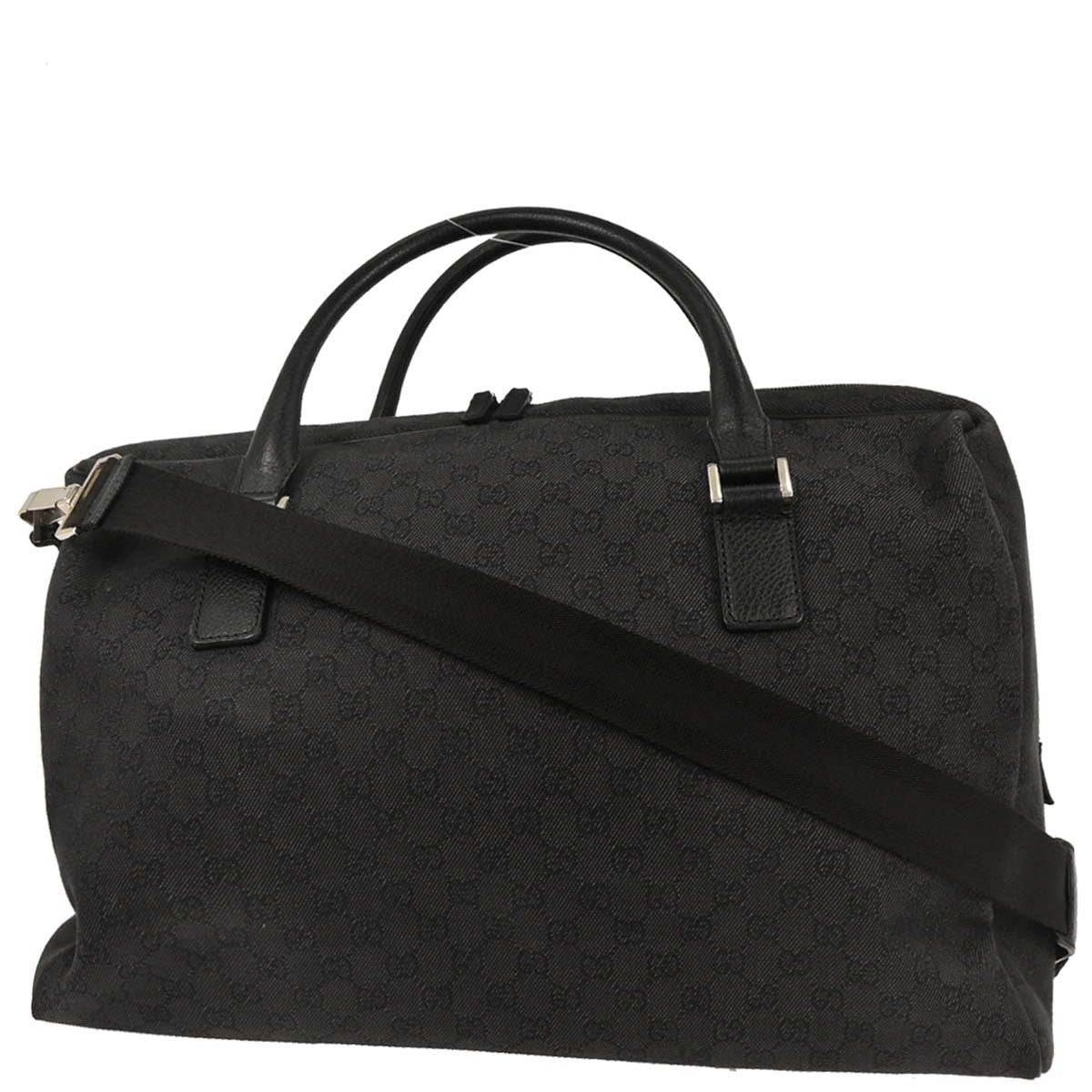 Gucci Black Canvas GG 2way Shoulder Duffel Handbag