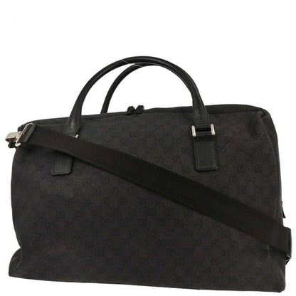 Gucci Black Canvas GG 2way Shoulder Duffel Handbag