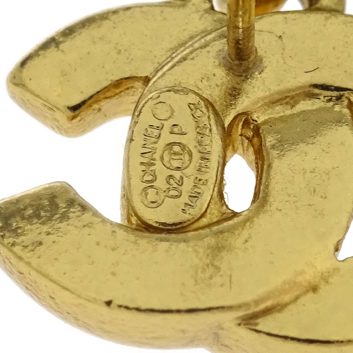 Chanel Dangle Pierced Earrings Gold 02P