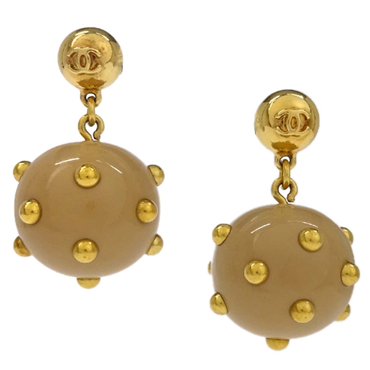 Chanel Dangle Pierced Earrings Gold 00A