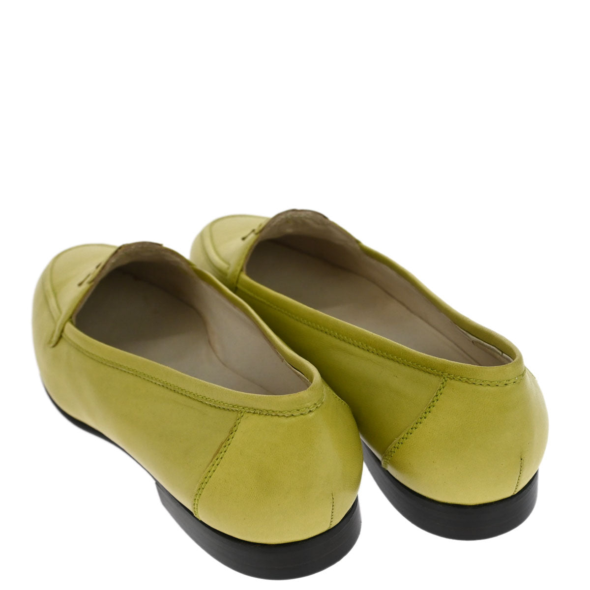 Chanel * Green Leather Shoes Loafers #36