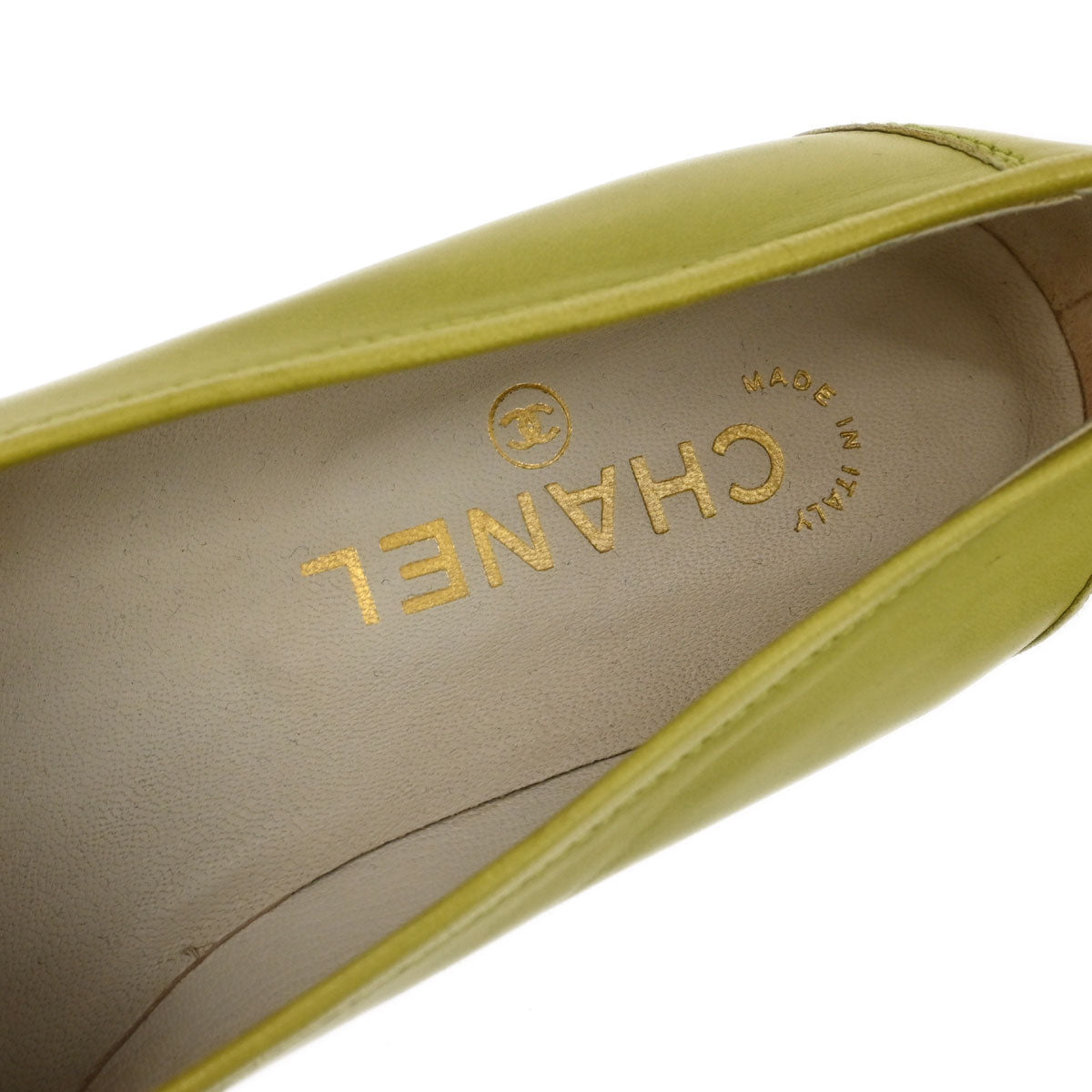 Chanel * Green Leather Shoes Loafers #36