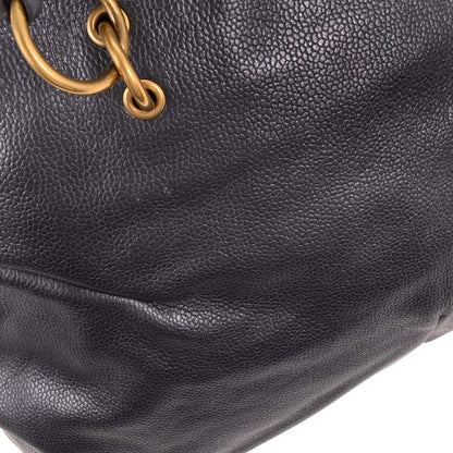 Yves Saint Laurent Metallic Navy Leather Calypso Handbag