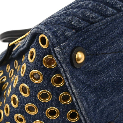 Miu Miu Navy Denim Biker Tote Bag