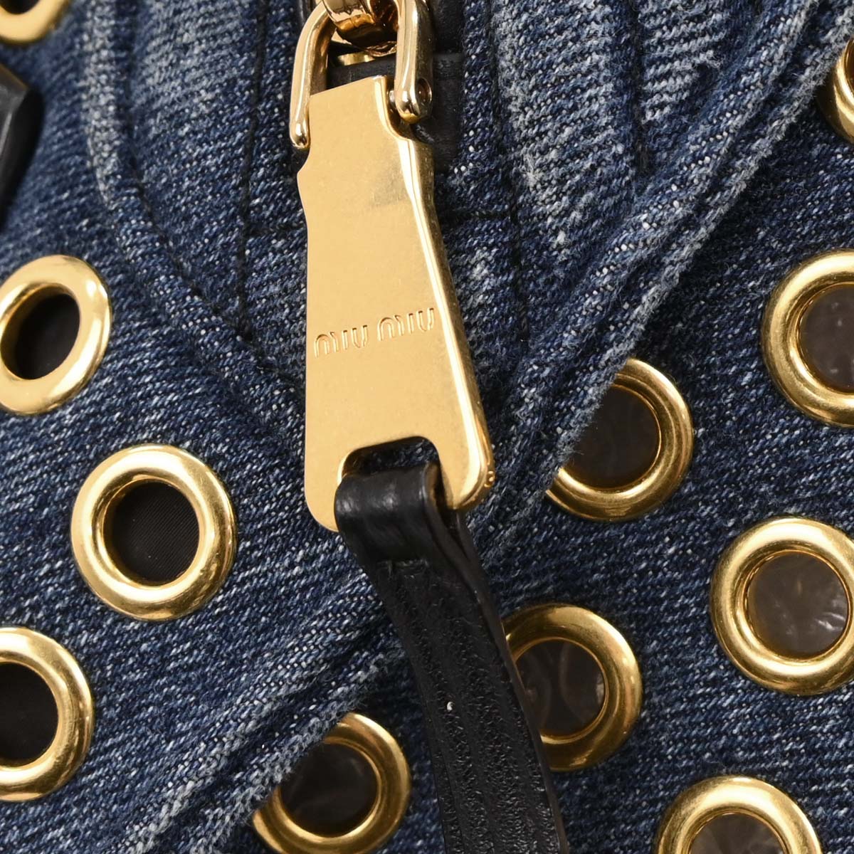 Miu Miu Navy Denim Biker Tote Bag