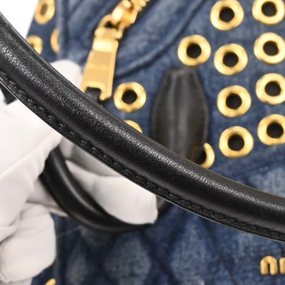 Miu Miu Navy Denim Biker Tote Bag