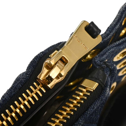 Miu Miu Navy Denim Biker Tote Bag
