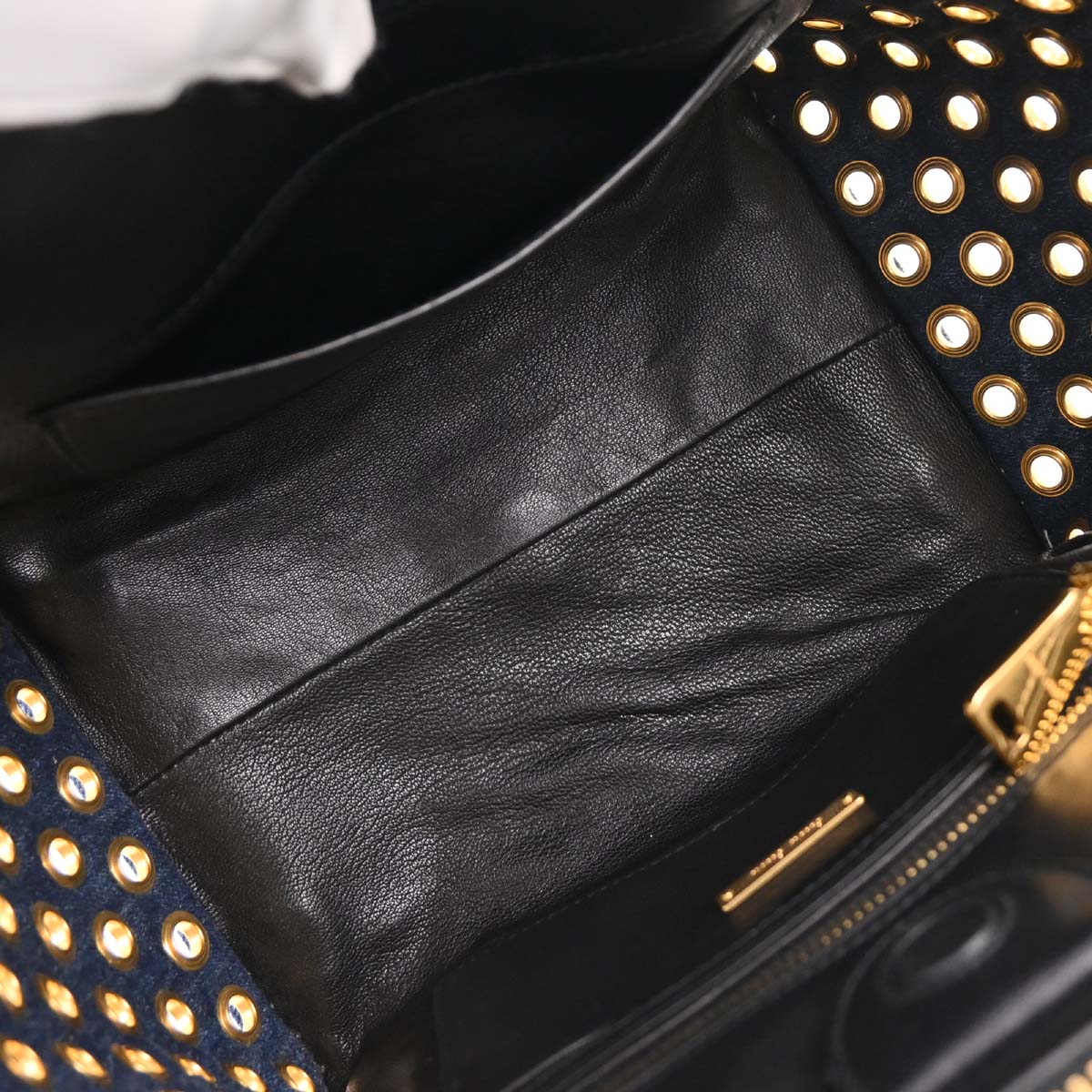 Miu Miu Navy Denim Biker Tote Bag