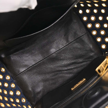 Miu Miu Navy Denim Biker Tote Bag