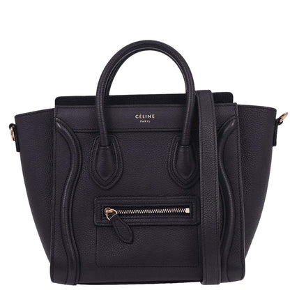 Celine Navy Leather Nano Luggage Tote Bag