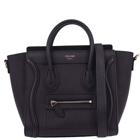 Celine Navy Leather Nano Luggage Tote Bag