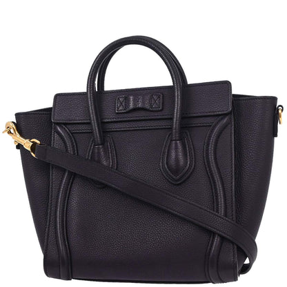 Celine Navy Leather Nano Luggage Tote Bag