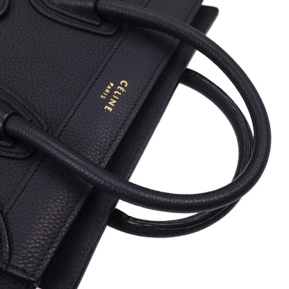 Celine Navy Leather Nano Luggage Tote Bag