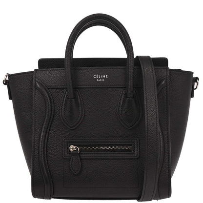Celine Black Leather Nano Luggage Tote Bag