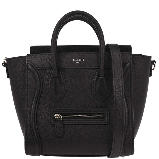 Celine Black Leather Nano Luggage Tote Bag