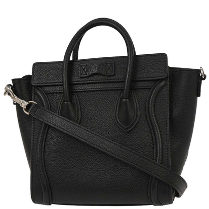 Celine Black Leather Nano Luggage Tote Bag