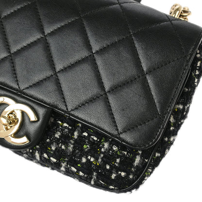 Chanel Black Calfskin Tweed 2way Shoulder Handbag