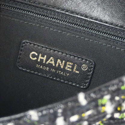 Chanel Black Calfskin Tweed 2way Shoulder Handbag