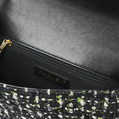 Chanel Black Calfskin Tweed 2way Shoulder Handbag