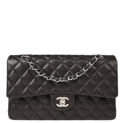 Chanel 2018-2019 Brown Calfskin Medium Classic Double Flap Shoulder Bag