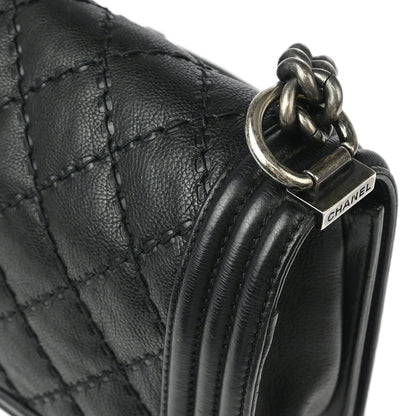 Boy Chanel 2015-2016 Black Calfskin Medium Shoulder Bag
