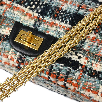 Chanel 2015-2016 Multicolor Tweed 2.55 Medium Classic Double Flap Shoulder Bag