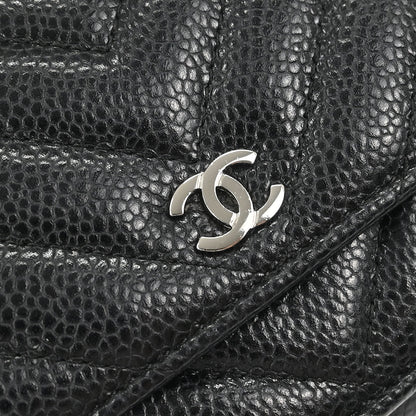 Chanel Black Caviar Chevron Classic WOC Wallet On Chain