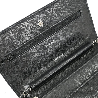 Chanel Black Caviar Chevron Classic WOC Wallet On Chain