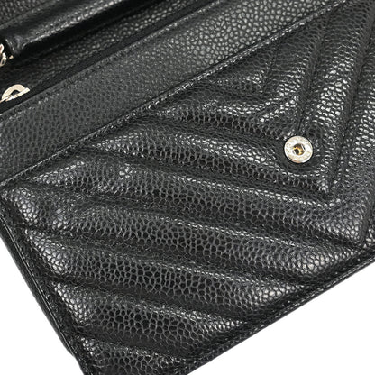 Chanel Black Caviar Chevron Classic WOC Wallet On Chain
