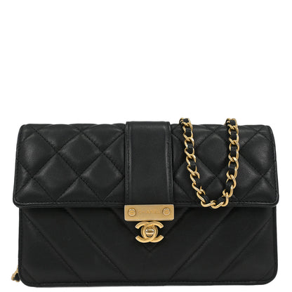 Chanel Black Lambskin Chevron WOC Wallet On Chain